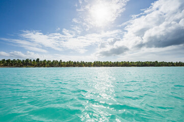 Wall Mural - open blue sea cumulus clouds