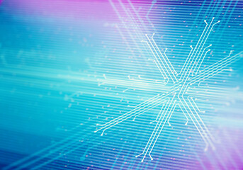 Aufkleber - Abstract digital illustration of microchip circuit in snowflake shape. Information Technology background. Happy new year and merry christmas greeting card