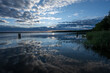 Panorama vom Müggelssee mit schöner Spiegelung der Wolken