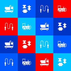 Wall Mural - Set Toy truck, Puzzle pieces toy, Jump rope and train icon. Vector