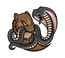 Canvas Print - Mongoose and cobra icon on a white background.