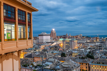 Blue hour over the old town of Genoa