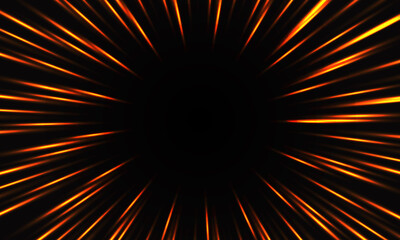 Poster - abstract orange light speed zoom on black background technology vector