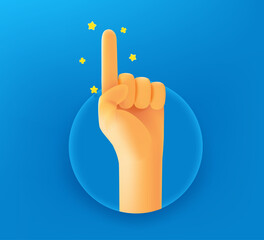 Aufkleber - Man with finger up in the air. 3d vector illustration