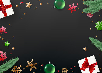Aufkleber - Merry Christmas and Happy New Year greeting vector card
