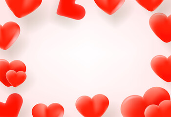 Aufkleber - Vector hearts on white background. Greeting card template with copy space. Happy Valentines day