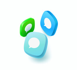 Poster - Buttons set with messege icons. 3d vector illustration
