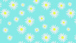 © Aditya Agustian yp - abstract beautiful daisy yellow white flower blossom botanical floral seamless pattern nature bright blue sea wide background wallpaper vector illustration