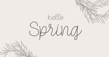 Wall Mural - Hello Spring. Hand drawn calligraphy and brush pen lettering. design for holiday greeting card and invitation of seasonal spring holiday.