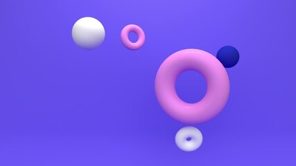 Poster - White circle and pink ring. Abstract loop animation