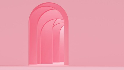 Poster - Pink arches corridor and wall. Abstract loop animation