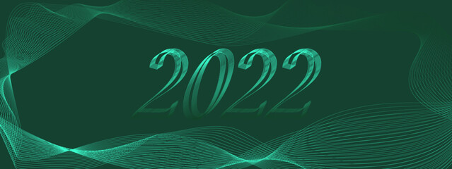 Aufkleber - Happy New Year 2022 modern text vector luxury design color line on green background. Happy new year 3d banner.