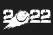 © mityay_pg - Numbers 2022 and flying abstract tennis ball made from blots with by milky way in grunge style. Happy New Year 2022. Design template for greeting card. Vector illustration on isolated background