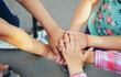 © yanadjan - Children friends put their hands together. Selective focus.