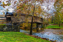 The Historic Humpback Bridge With Fall Color, Allegheny County, Virginia, USA