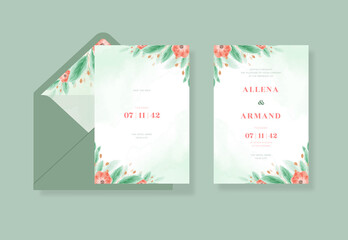 Sticker - Wedding card template beautiful floral watercolor