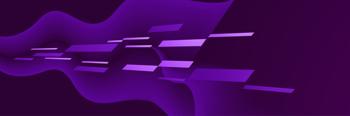 Wave Blend Tech Purple Abstract Geometric Wide Banner Design Background