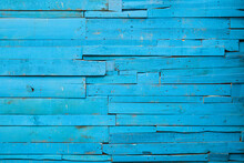 Aged Natural Blue Color Wooden Slats Background