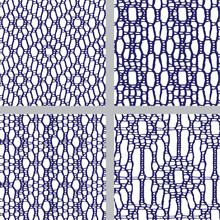Set Of Indigo Blue Patterns. Floor Tile Collection Seamless Textures.   Jacquard Mesh Lace Patterns. 