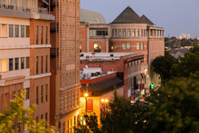 Nighttime Twilight View Of Downtown Stockton, California, USA.