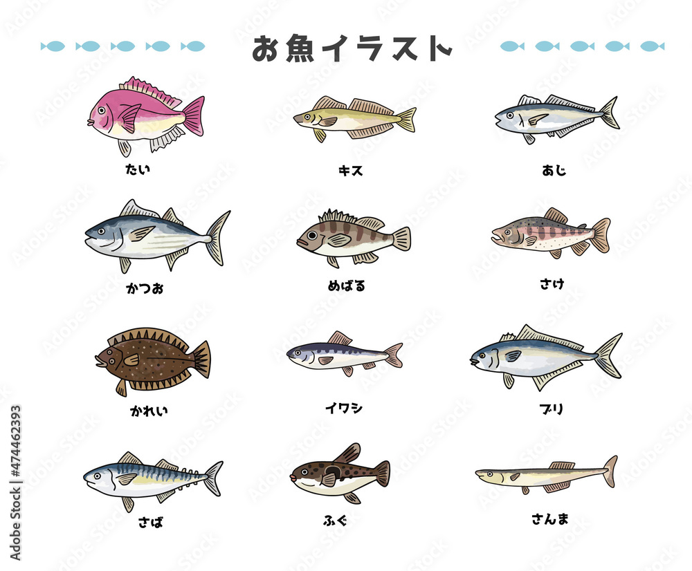 いろいろ魚 イラストセット Stock Illustration | Adobe Stock