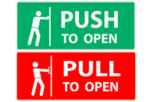 Pull And Push To Open Door Icon Design. Vector