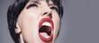 Crazy woman screaming and shouting. Shout and scream mouth. Close up screaming face.