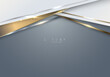 Abstract white and golden stripes geometric shapes with shiny gold and silver lines on gray background