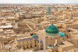 Panoramic view of the Ichan Kala city (or Itchan Qala is walled inner town of the city of Khiva, a UNESCO World Heritage Site), Khiva city, Uzbekistan.