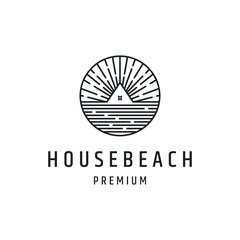 House Beach logo linear style icon on white backround