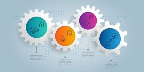 Wall Mural - abstract horizontal cog gear wheel infographics
