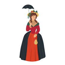 Lady With Umbrella Composition