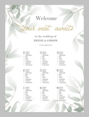 wedding seating chart poster template.your seat awaits - hand drawn modern calligraphy inscription f