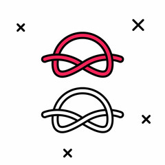 Filled outline Nautical rope knots icon isolated on white background. Rope tied in a knot. Vector