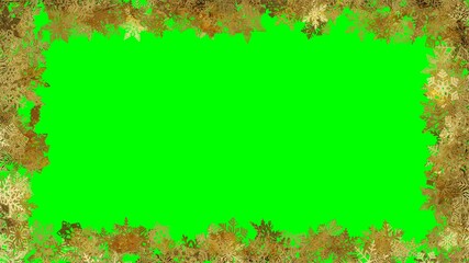 Poster - Gold frame from snowflakes in green screen background. Animated christmas greeting card.