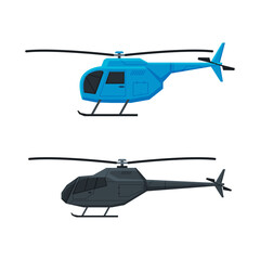 Sticker - Helicopter as Rotorcraft with Horizontally-spinning Rotor Hovering in the Sky Vector Set