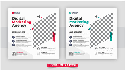 Wall Mural - Digital business marketing agency social media post template set. Digital marketing agency and Business social media post template design
