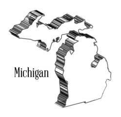 Wall Mural - Michigan 3D Outline Map