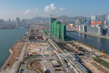 Aerial View Shot Of Construction Site In Kai Tak Hong Kong 11 Dec 2021