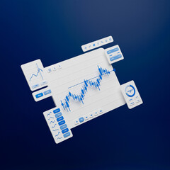 Poster - Financial business investment stock market forex crypto currency Trading candlestick data profits analysis chart graph interface display technology, stock chart concept, 3d rendering.