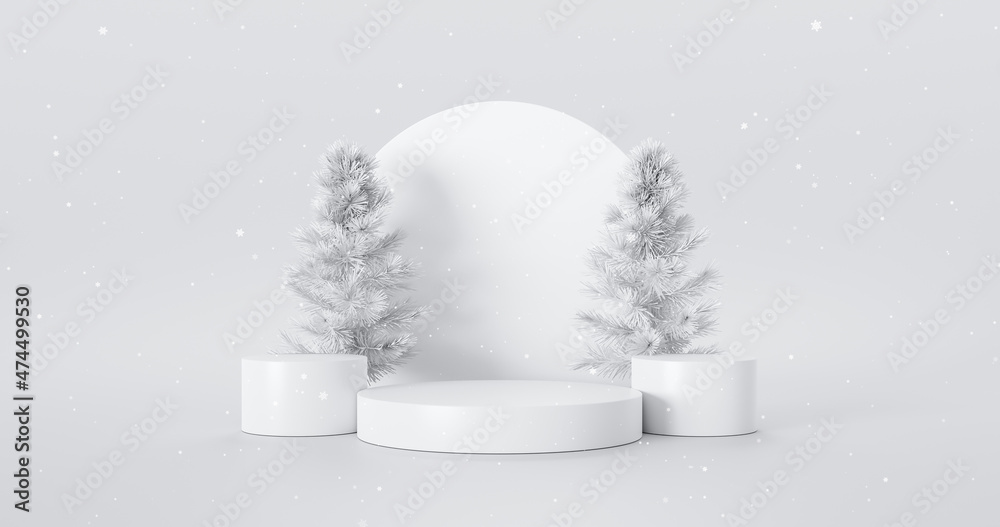Christmas tree product podium display showcase white 3d background ...