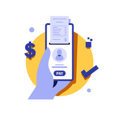 Fototapete - Payment with smartphone icon, online mobile payment,flat design icon vector illustration