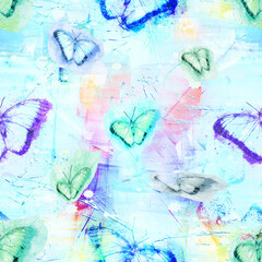 Wall Mural - colorful seamless butterfly and abstract background