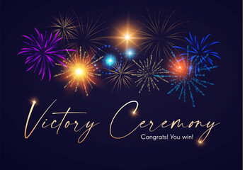 victory abd award design. abstract shining background with fireworks. you win
