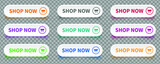 Fototapeta  - Shop now. Set of button shop now or buy now on transparent background. Modern collection for web site. Vector illustration.