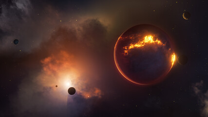 Wall Mural - space nebula planet background