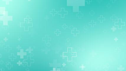 Poster - Abstract medical green blue cross pattern background.