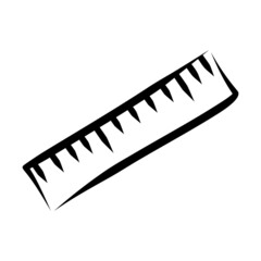 Wall Mural - Simple vector black and white ruler icon. Linear illustration of school length measuring tool