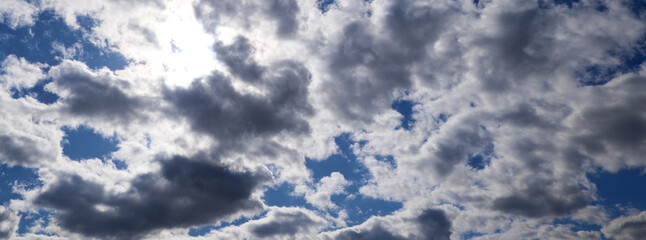 background with beautiful blue sky clouds and sun