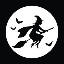 Witch Flying On A Broom Silhouette